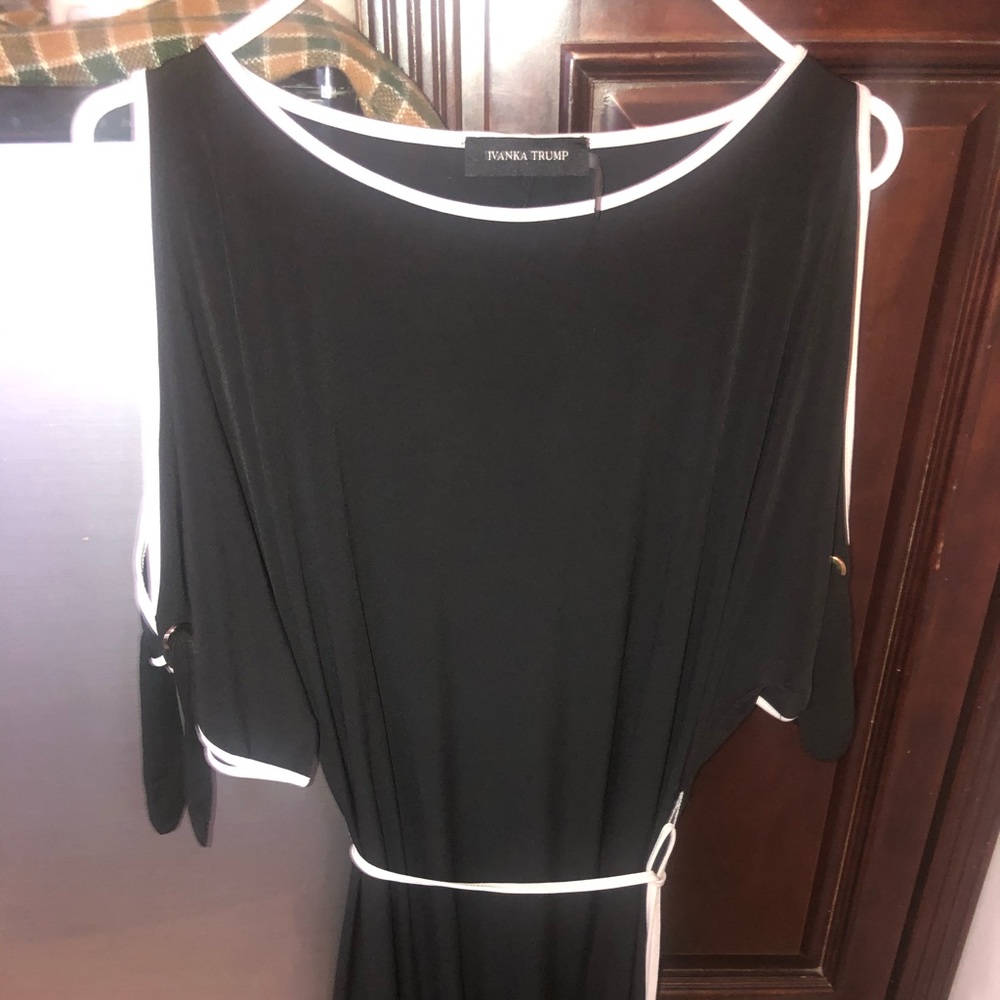 Ivanka Trump Slit Black & Peach Dress